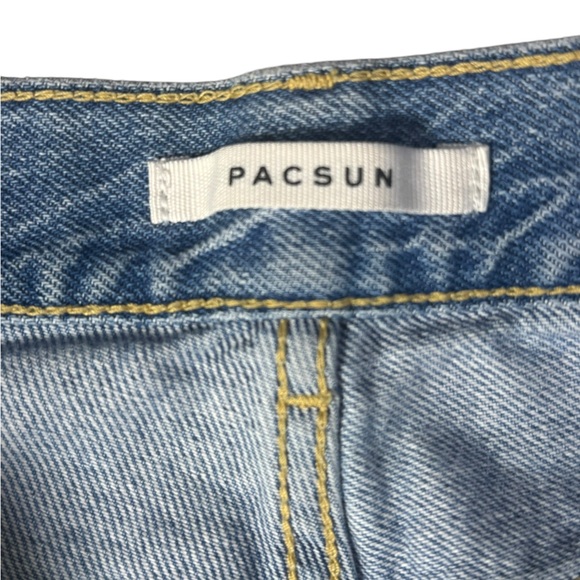 Pacsun Straight Leg Jeans‎ Size 28 High Rise Button Fly Distressed Light Wash - Picture 10 of 11